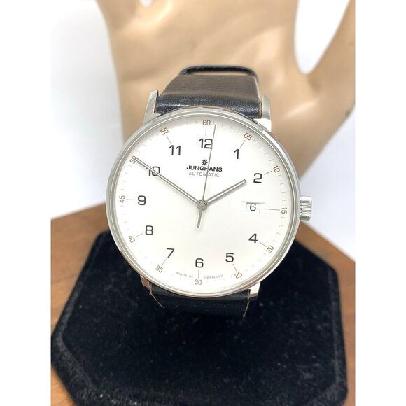 Junghans Form A Men's Watch 027/4731.00 Automatic White Dial Black Leather 39mm - Picture 1 of 15